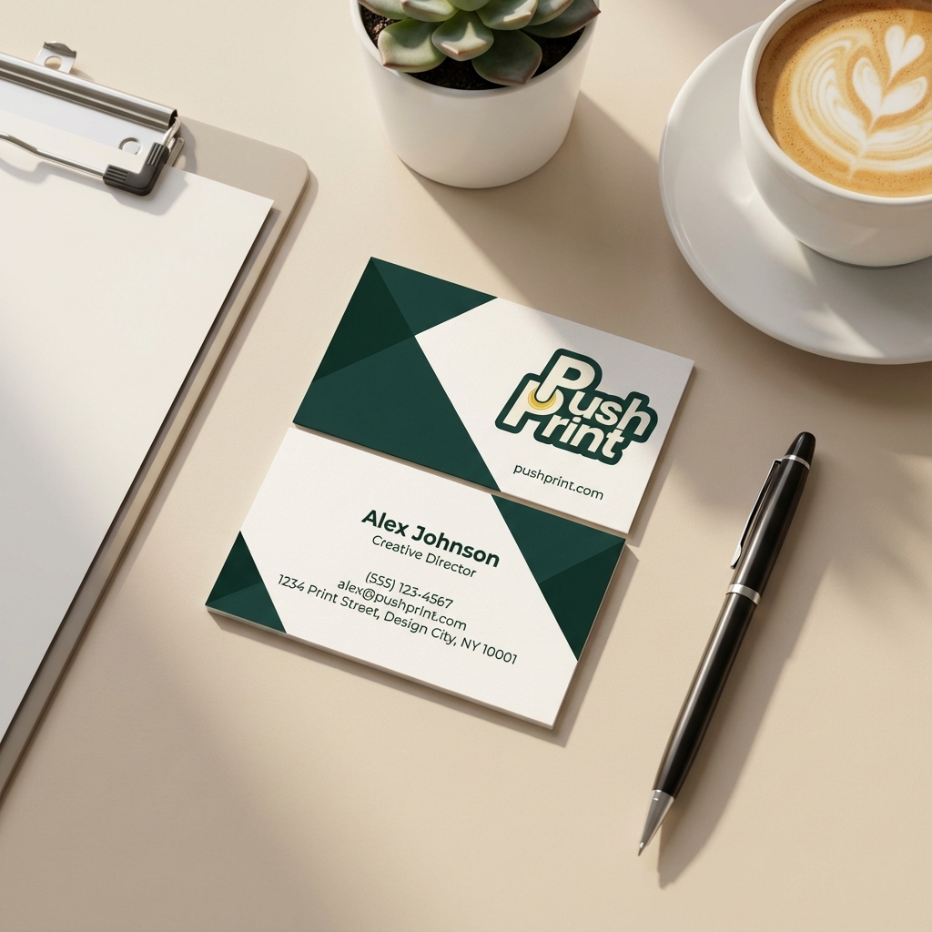 Standard Business Cards — desk lifestyle scene